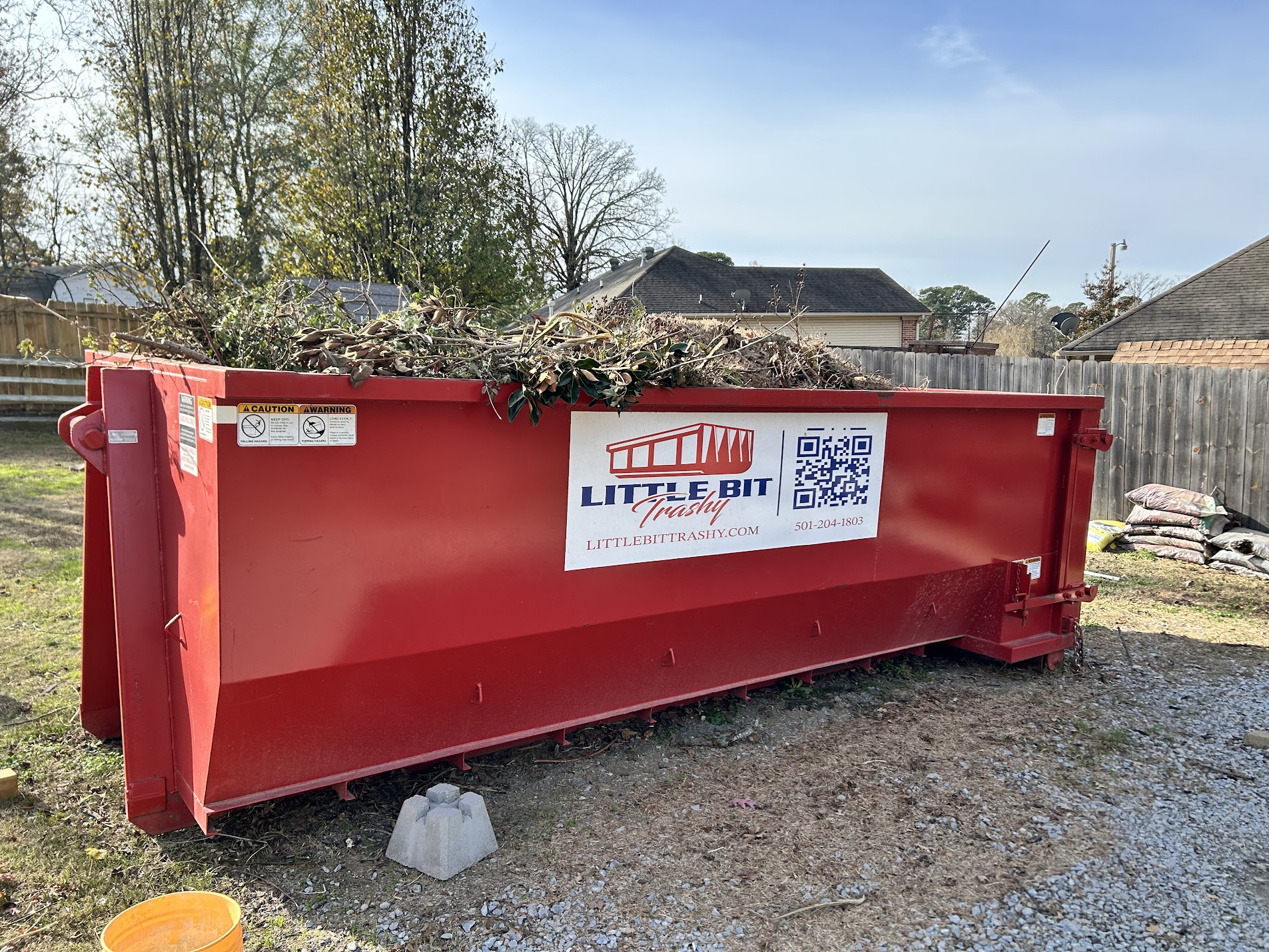 Yard waste dumpster rental in Central Arkansas by Little Bit Trashy
